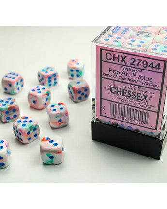 Chessex Dice: Special 12mm D6 (36) - Festive: Pop Art/Blue