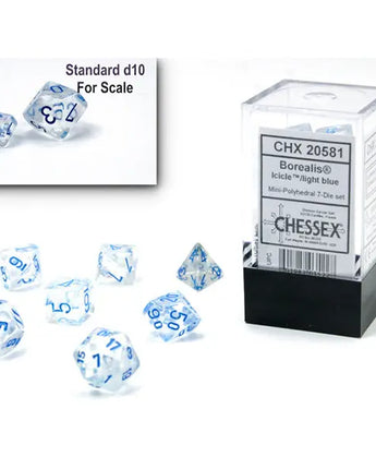 Chessex Dice: Mini 7-Die RPG Set - Luminary: Icicle/Light Blue