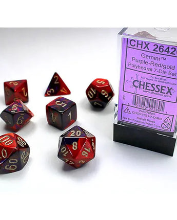 Chessex Dice: Gemini 7-Die RPG Set - Purple-Red/Gold