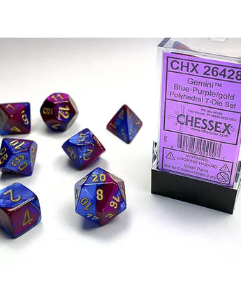 Chessex Dice: Gemini 7-Die RPG Set - Blue-Purple/Gold