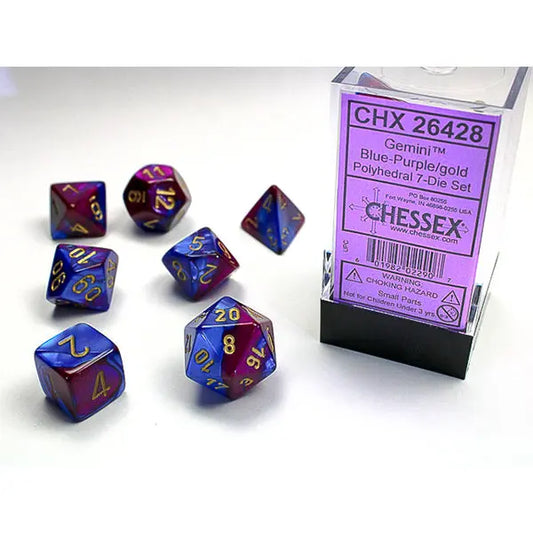 Chessex Dice: Gemini 7-Die RPG Set - Blue-Purple/Gold