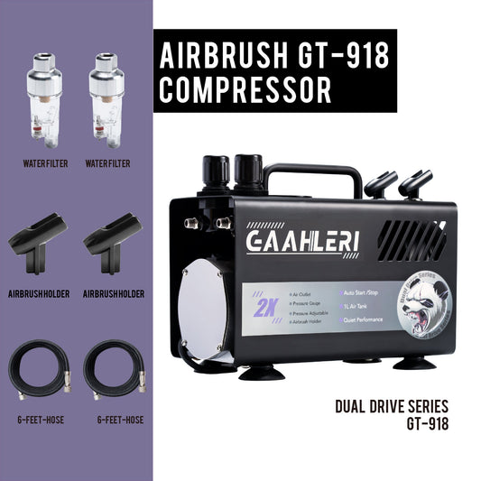 Gaahleri Dual Drive Series Airbrush Kit Compressor GT-918