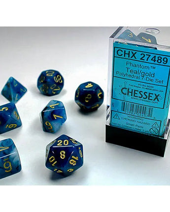 Chessex Dice: 7-Die RPG Set - Phantom: Teal/Gold