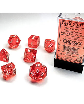 Chessex Dice: Translucent 7-Die RPG Set - Orange/White
