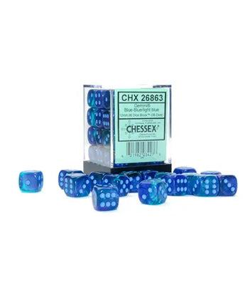 Chessex Dice: Gemini 12mm D6 (36) - Luminary: Blue-Blue/Light Blue