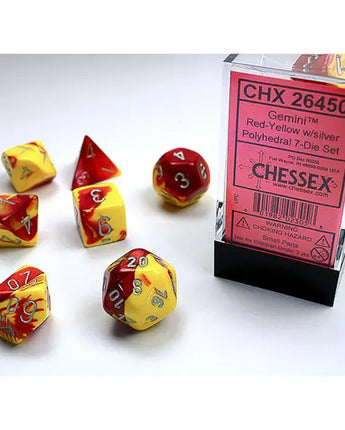 Chessex Dice: Gemini 7-Die RPG Set - Red-Yellow/White