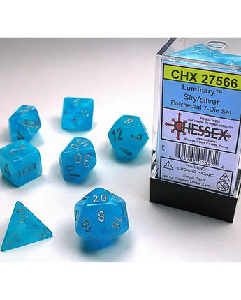 Chessex Dice: Luminary 7-Die RPG Set - Sky/Silver