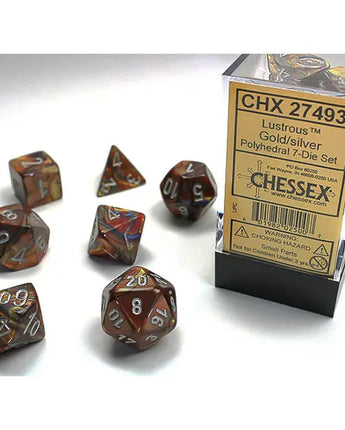 Chessex Dice: 7-Die RPG Set - Lustrous: Gold/Silver