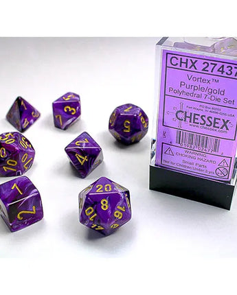 Chessex Dice: Gemini 7-Die RPG Set - Purple/Gold