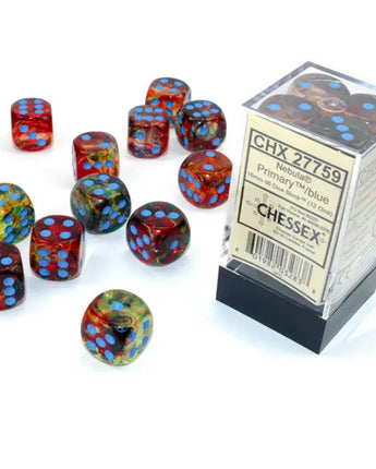 Chessex Dice: Luminary 16mm D6 (12) - Primary/Blue