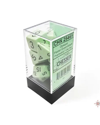 Chessex Dice: Opaque 7-Die RPG Set - Pastel Green/Black