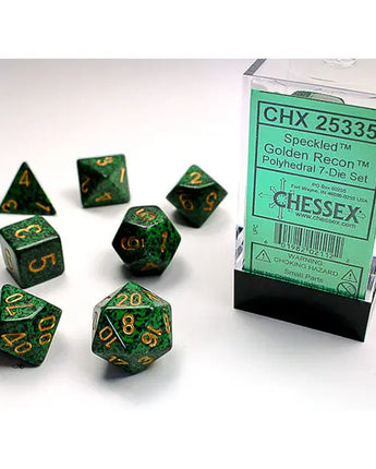 Chessex Dice: 7-Die RPG Set - Speckled: Golden Recon