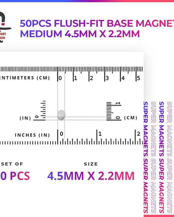 Magnet Baron: 50pcs Flush-Fit Base Medium (4.5mm x 2.22mm) Magnets