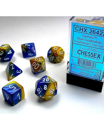Chessex Dice: Gemini 7-Die RPG Set - Gold/White