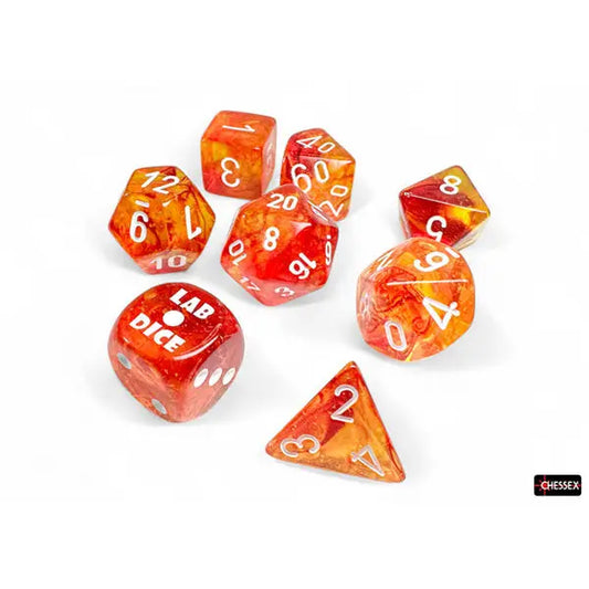 Chessex Dice: Lab Dice Series 9 (7-die) RPG Set - Nebula Molten/white