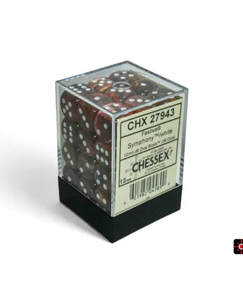 Chessex Dice: Special 12mm D6 (36) - Festive: Symphony/White Dice