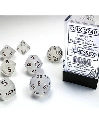 Chessex Dice: 7-Die RPG Set - Frosted: Clear/Black
