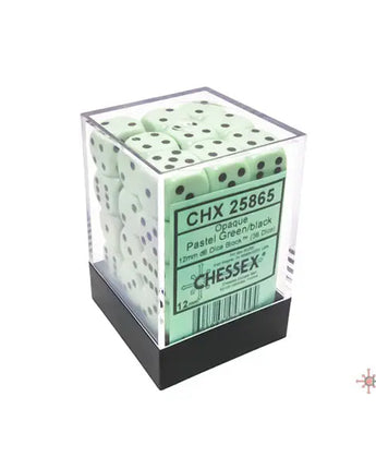 Chessex Dice: Opaque 12mm D6 (36) - Pastel Green/Black