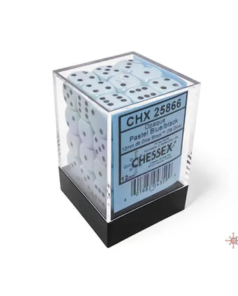 Chessex Dice: Opaque 12mm D6 (36) - Pastel Blue/Black