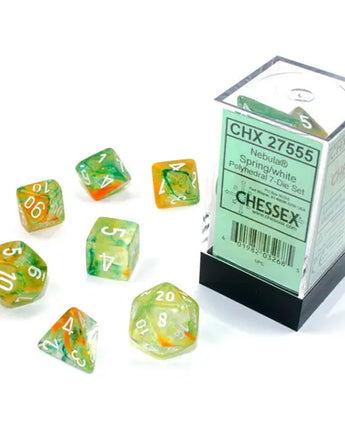 Chessex Dice: Luminary 7-Die RPG Set - Spring/white