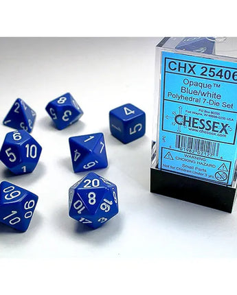 Chessex Dice: Opaque 7-Die RPG Set - Blue/White