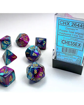 Chessex Dice: Gemini 7-Die RPG Set - Purple-Teal/Gold