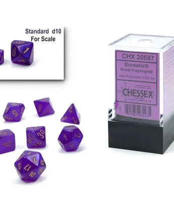 Chessex Dice: Mini 7-Die RPG Set - Luminary: Royal Purple/Gold