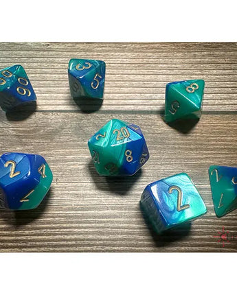 Chessex Dice: Gemini 7-Die RPG Set - Blue-Teal/Gold
