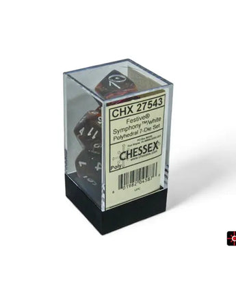 Chessex Dice: Festive 7-Die RPG Set - Symphony/White