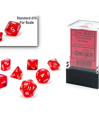 Chessex Dice: Mini 7-Die RPG Set - Translucent: Red/White