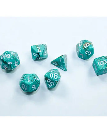 Chessex Dice: Mini 7-Die RPG Set - Marble: Oxi Copper/White
