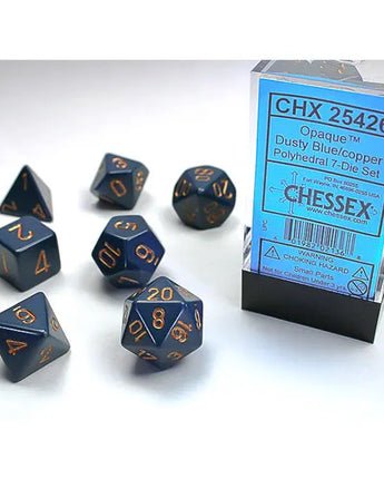Chessex Dice: Opaque 7-Die RPG Set - Dusty Blue/Copper