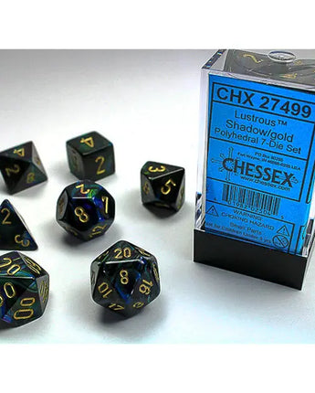 Chessex Dice: 7-Die RPG Set - Lustrous: Shadow/Gold