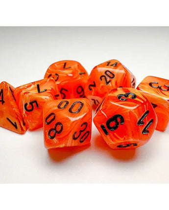 Chessex Dice: Mini 7-Die RPG Set - Vortex: Orange/Black