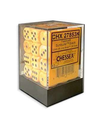 Chessex Dice: Special 12mm D6 (36) - Festive: Sunburst/Black