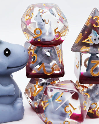 Gray T-Rex RPG Dice Set