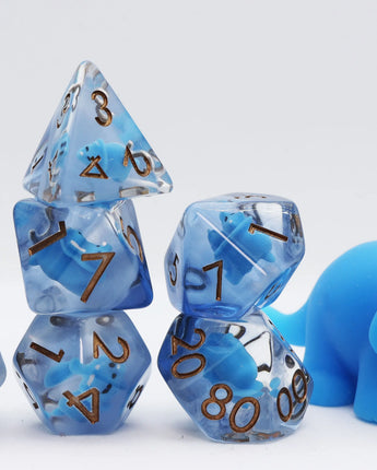 Blue Triceratops RPG Dice Set
