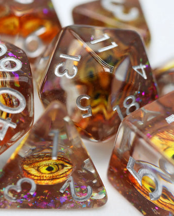 Golden Dragon Eye RPG Dice Set