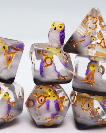 Purple Owl RPG Dice Set