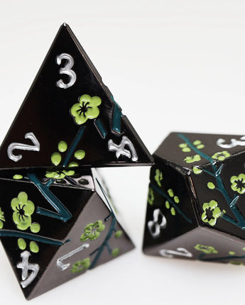 Metallic Bouquet: Dark Green Hellebore - Metal RPG Dice Set