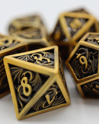 Dragon Essence: Gold - Hollow Metal RPG Dice Set