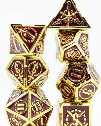 Crossed Swords: Royal Amethyst Sword - Metal RPG Dice Set