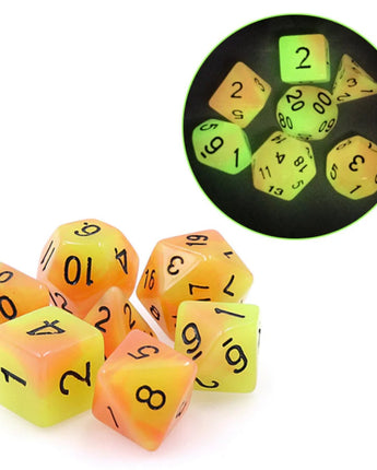 Glow in the Dark Fireball RPG Dice Set