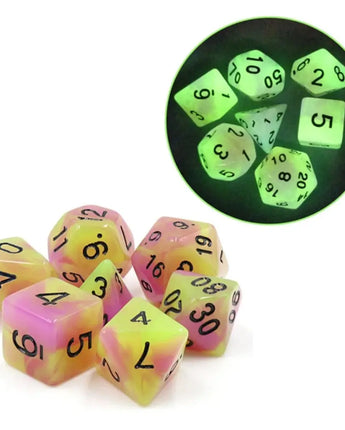Glow in the Dark Tulip RPG Dice Set