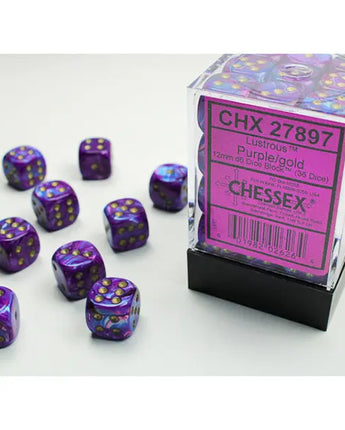 Chessex Dice: Special 12mm D6 (36) - Lustrous: Purple/Gold