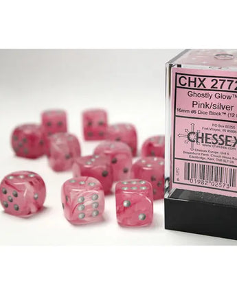 Chessex Dice: Special 16mm D6 (12) - Ghostly: Pink/Silver