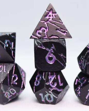 Foam Brain Dice Set: Purple Lightning RPG Metal Dice Set (7)