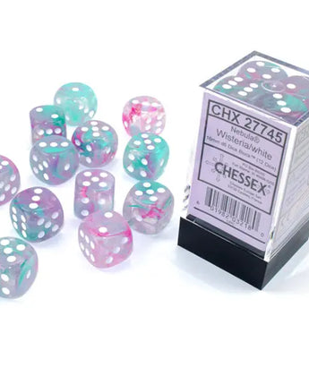 Chessex Dice: Luminary 16mm D6 (12) - Wisteria/White