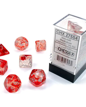 Chessex Dice: Luminary 7-Die RPG Set - Red/silver