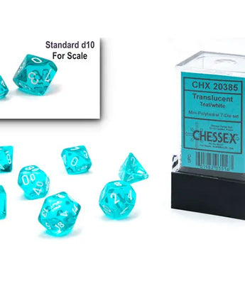 Chessex Dice: Mini 7-Die RPG Set - Translucent: Teal/White